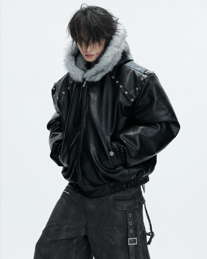 [ArguE CulturE] Noir Glacier Fur Jacket na2256