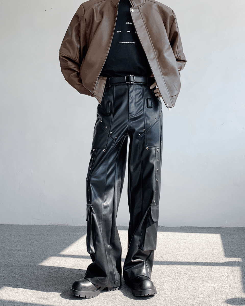FORGE RIVET LEATHER PANTS na2308 