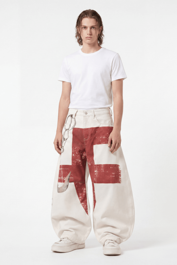 Signal red wide pants na2488