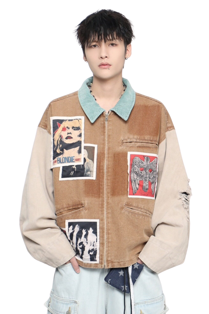 Distressed Patchwork Jacket na2444