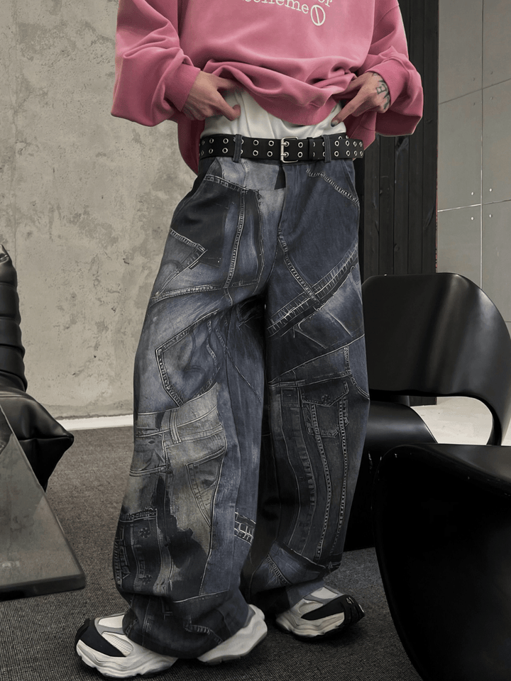 【SOULWORKER】washed wide-legged jeans na1269