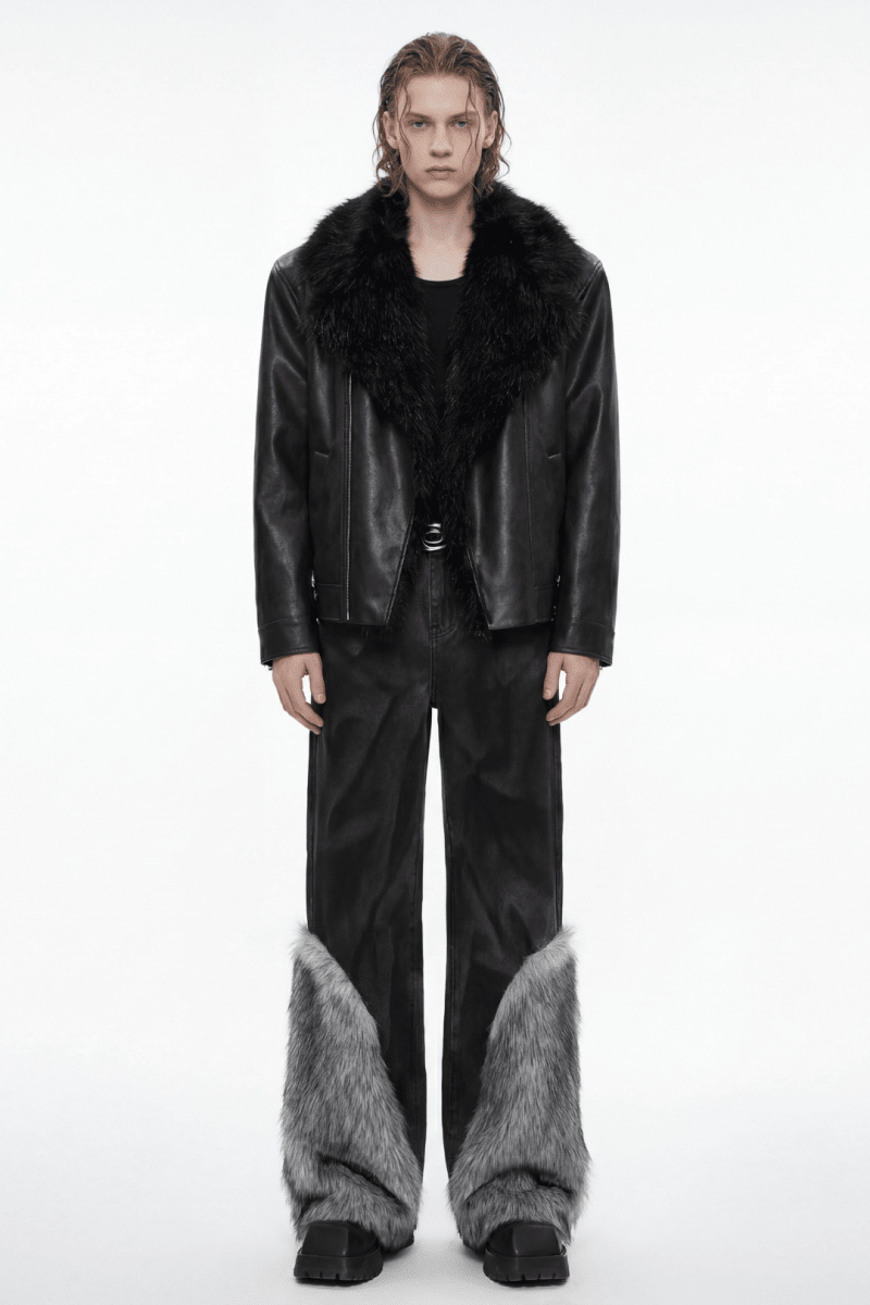 Faux Fur Trim Wide Pants na2379