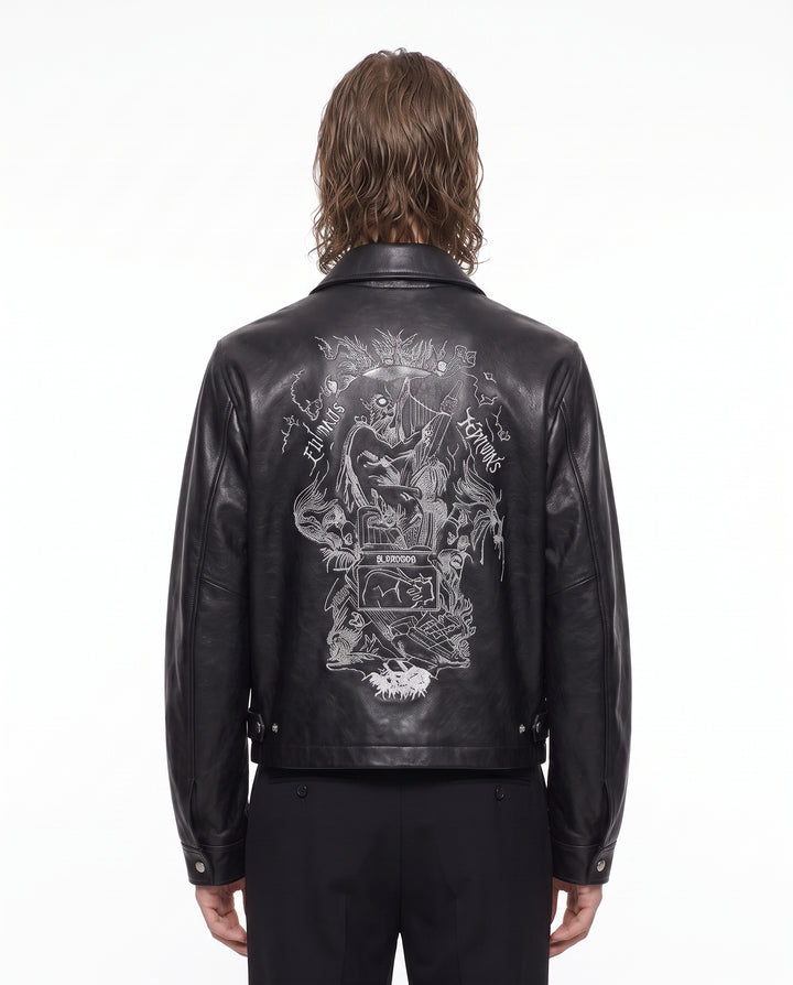 Graphic Leather Jacket na2948