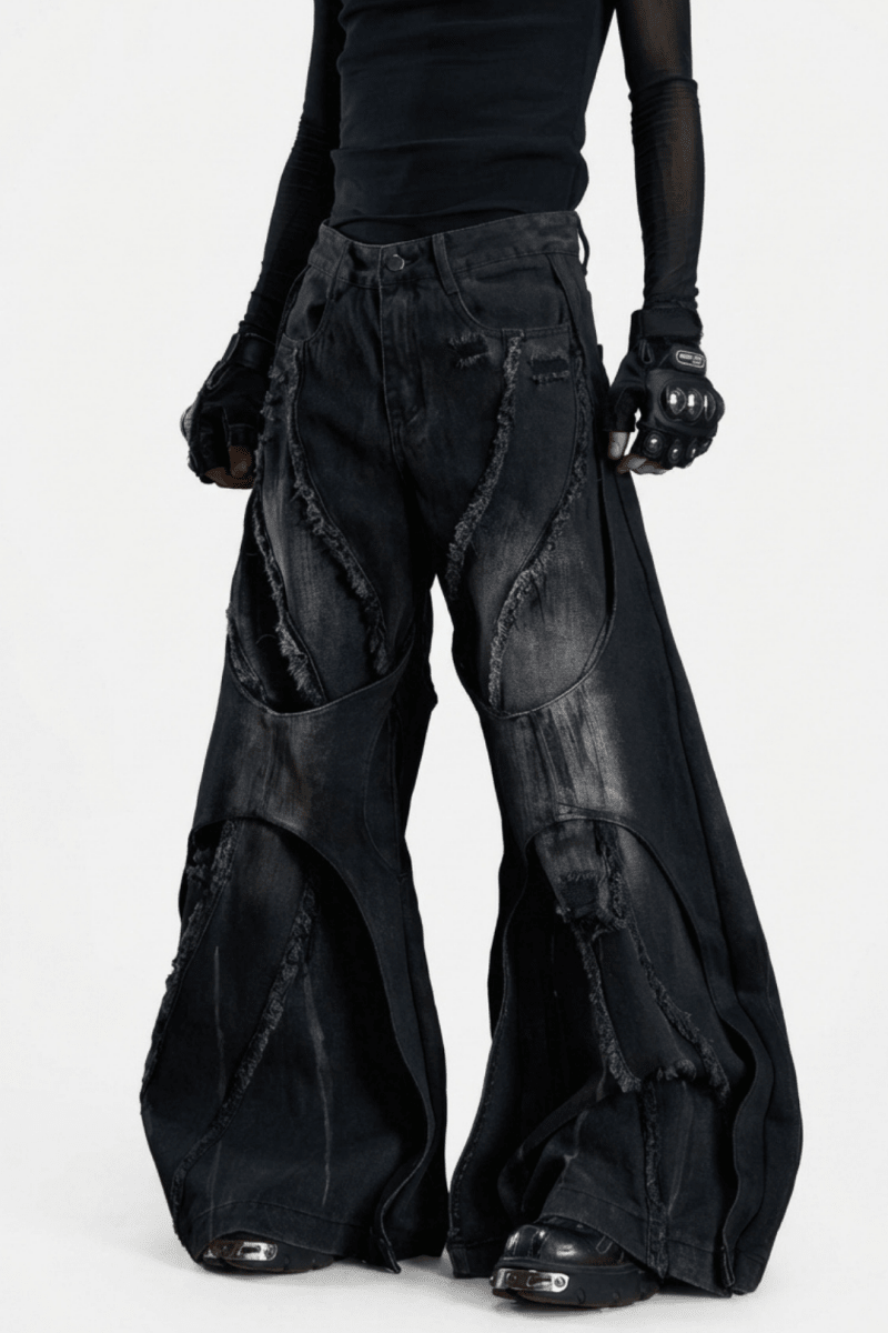 NOMANIAI Layered Flare Wide Pants na2370