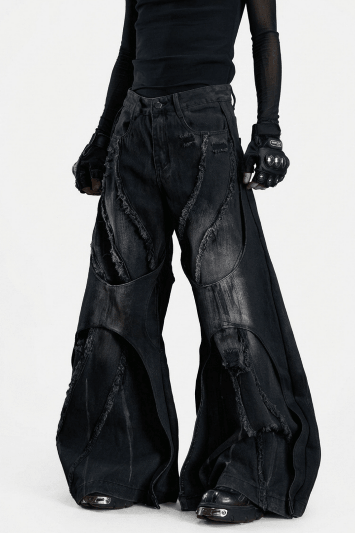 NOMANIAI Layered Flare Wide Pants na2370