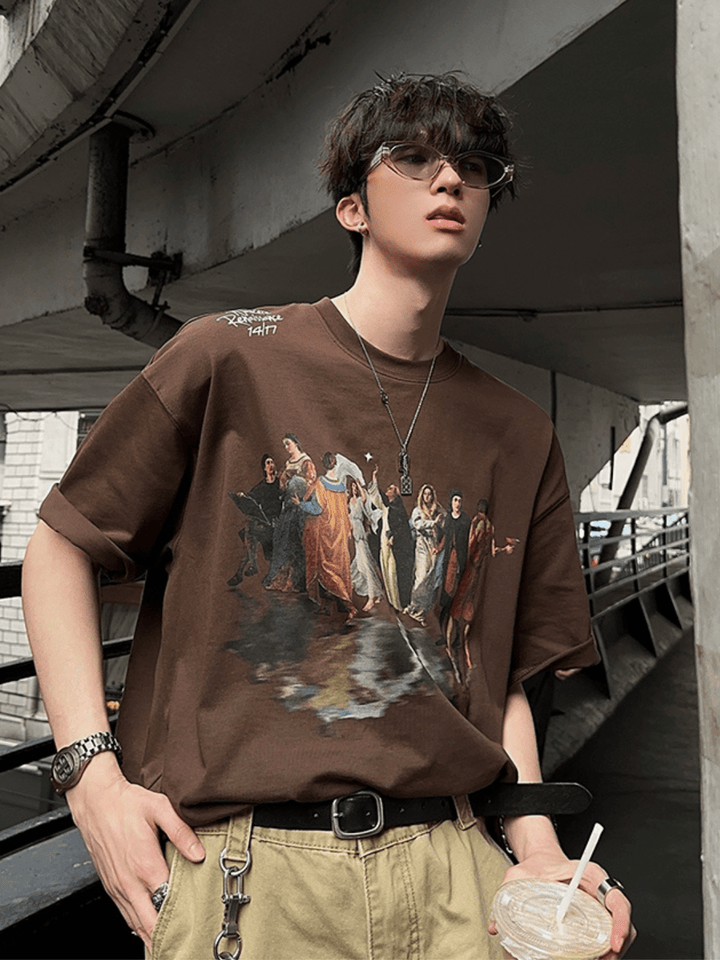[JH HOMME] printed loose cotton trend oversize t-shirt na1255