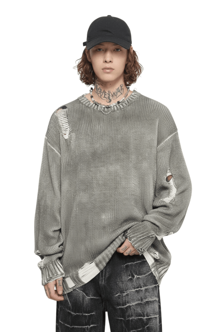 Grunge Damage Crewneck Knit  na2395
