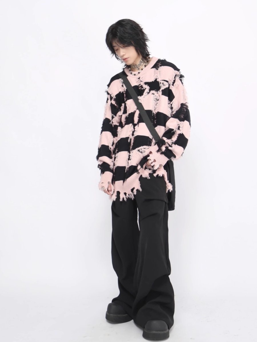 【Mz】 holes striped casual knitwear na1476