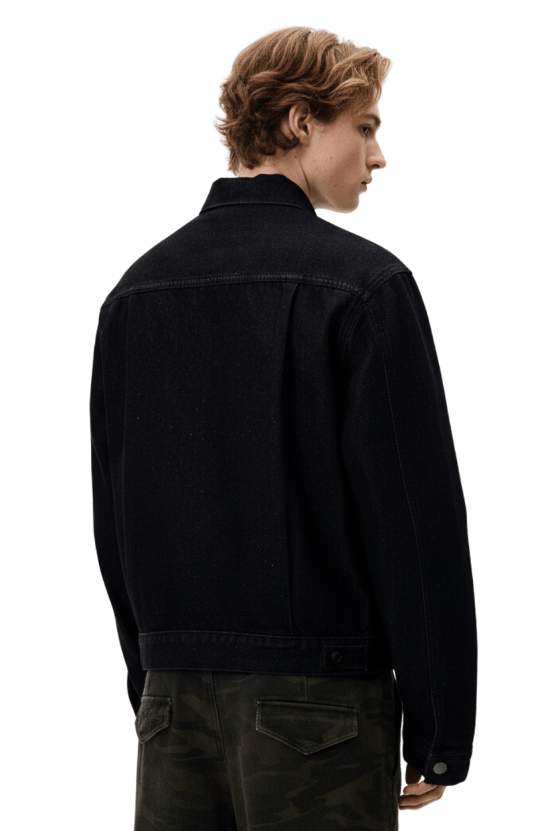 Vintage Black Studded Hook Denim Jacket na2386