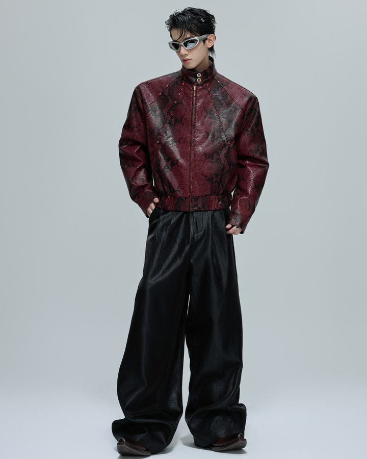 [ArguE CulturE] CRIMSON PYTHON LEATHER JACKET na2293