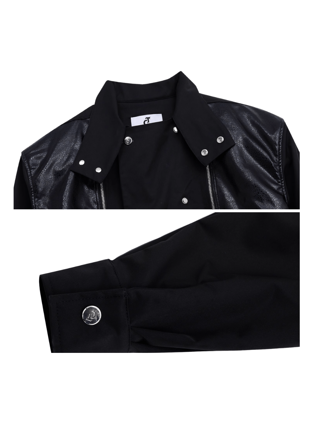 [CULTURE] PU leather design shoulder pads shirt na1029