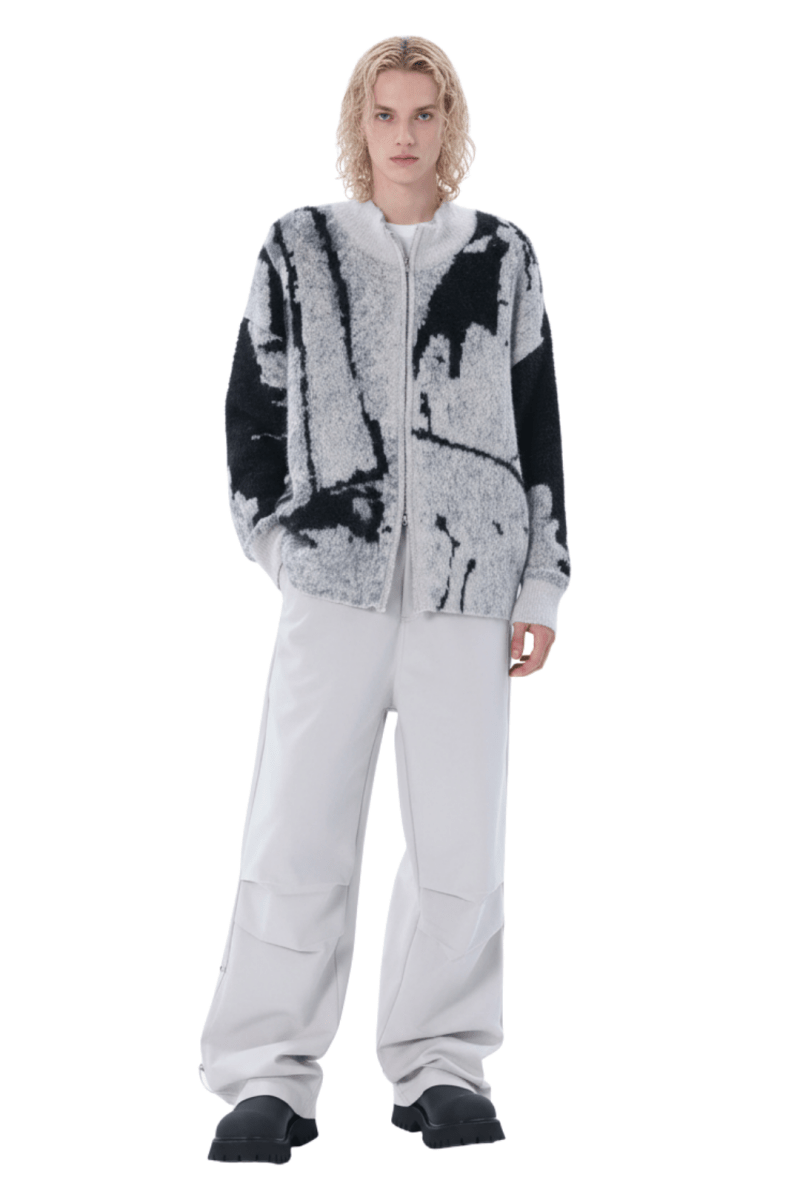 Abstract Pattern Zip Knit Cardigan na2403
