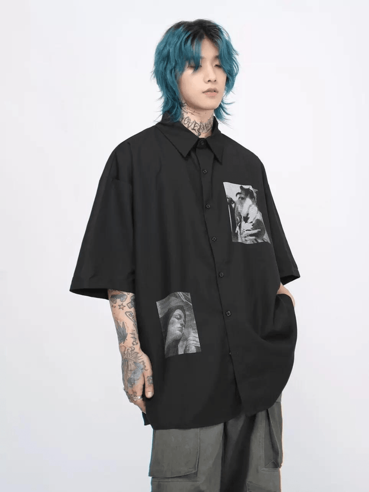 【Mz】design printing oversize shirt  na1267