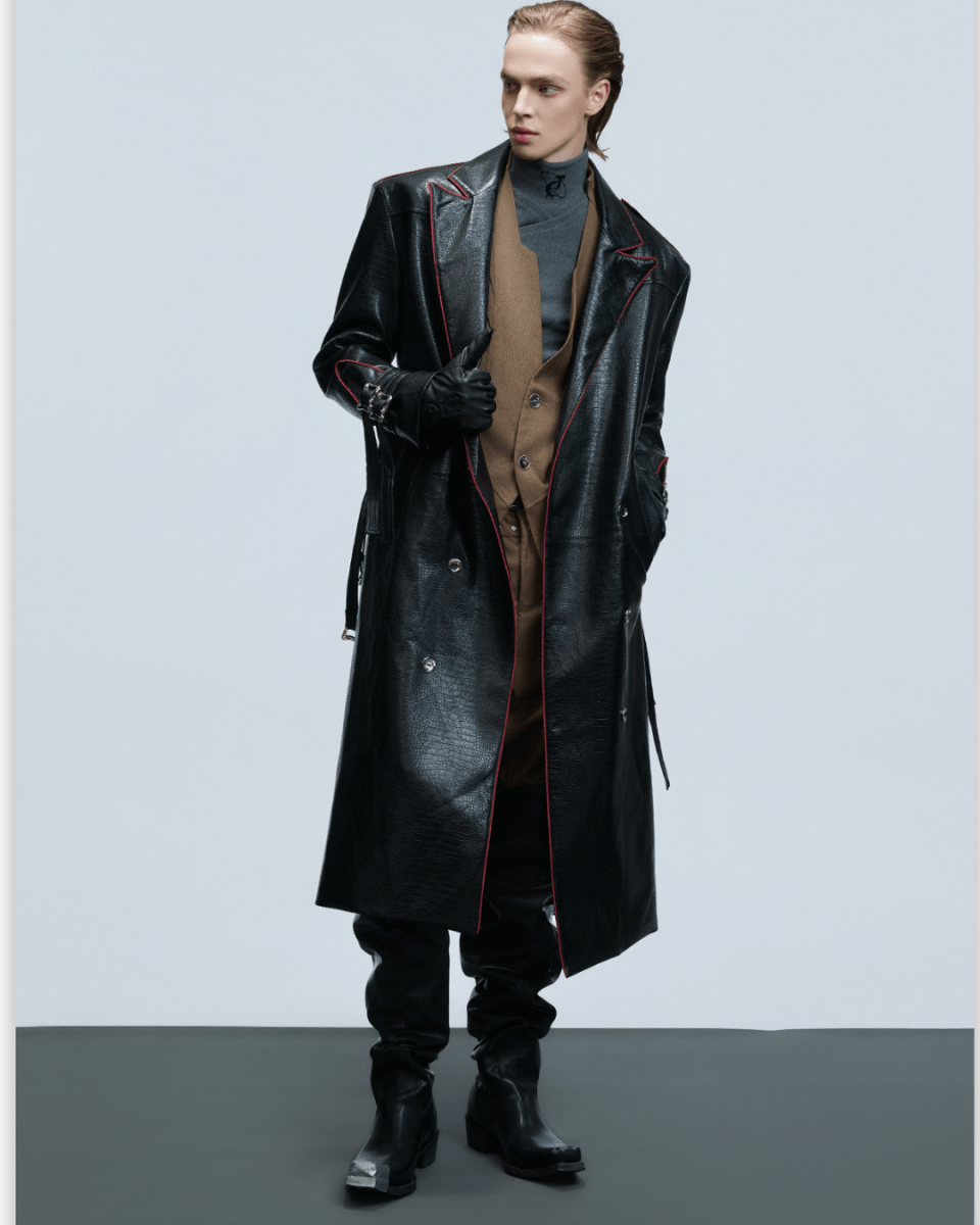 [ArguE CulturE] Noir Blade Leather Trench na2258
