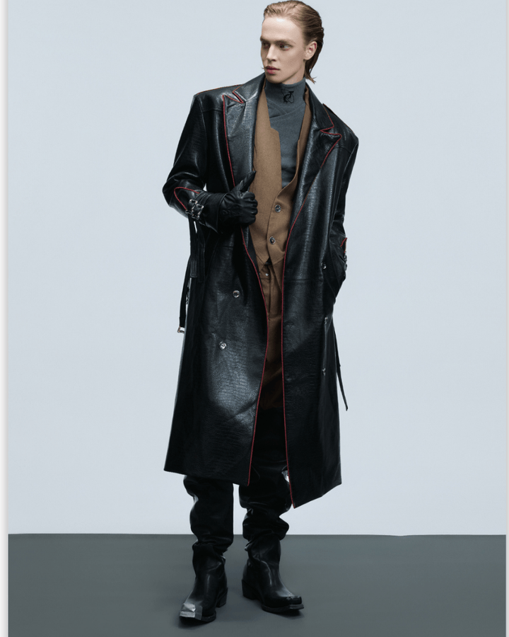 [ArguE CulturE] Noir Blade Leather Trench na2258