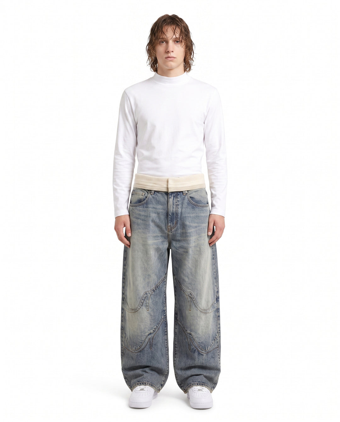 Foldover Wide Jeans na2991