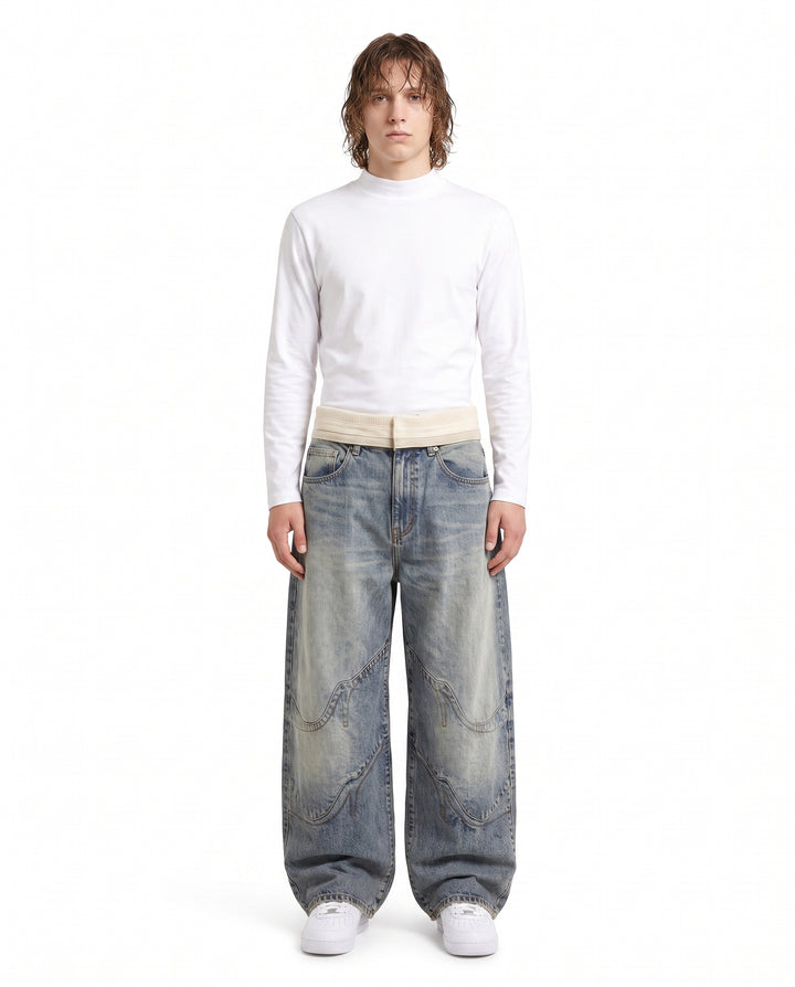 Foldover Wide Jeans na2991