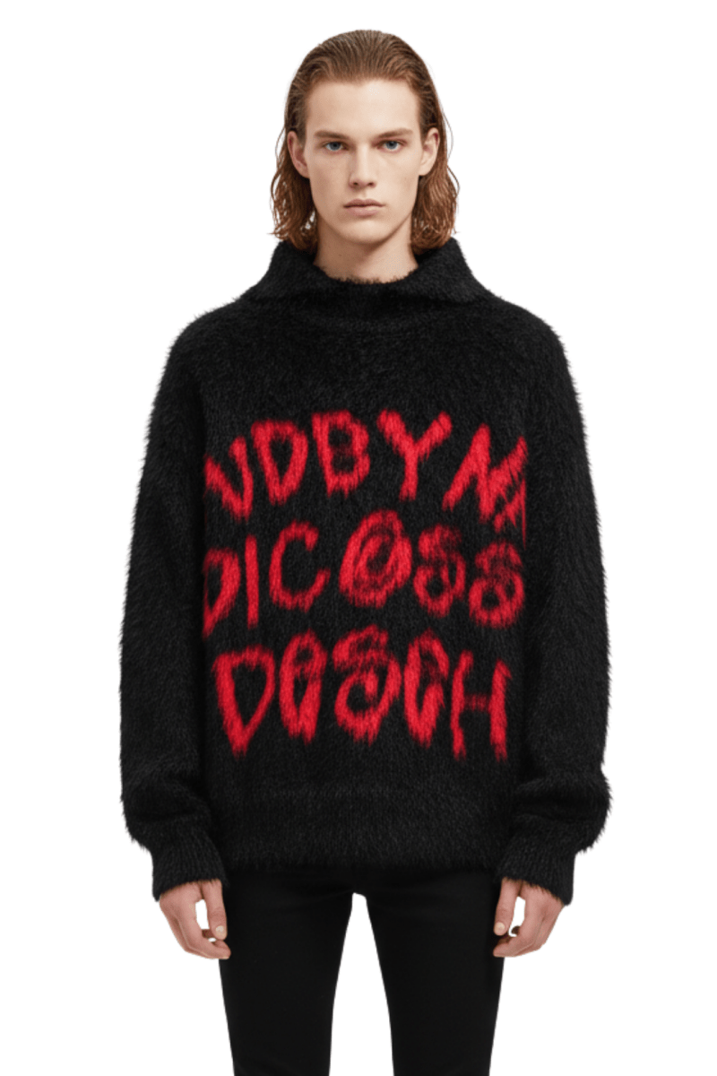 Fuzzy Statement Knit Pullover na2410