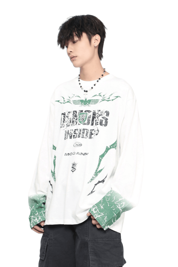 Oversized Graphic Long Sleeve Tee na2461