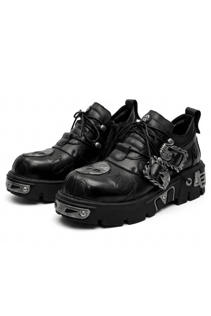 Punk Metal Leather Shoes na643 – Nanostudio