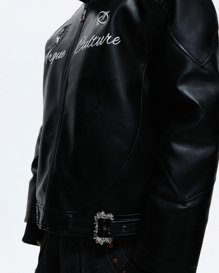 [ArguE CulturE] BLACK HORSE LEATHER JACKET na2287