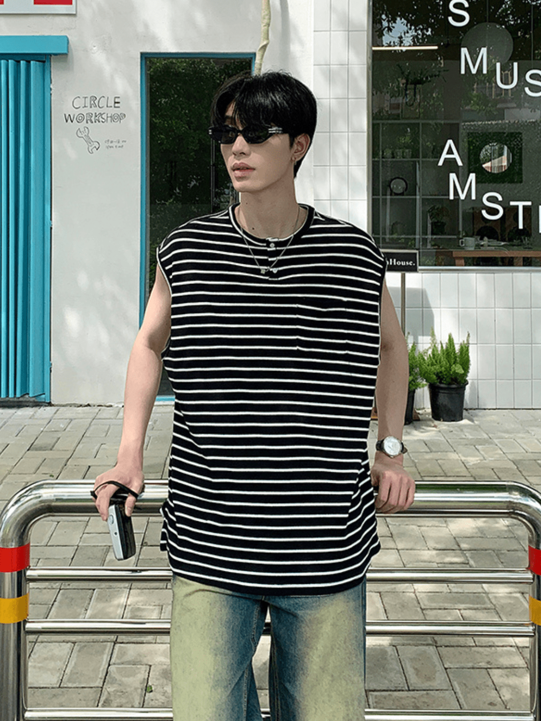 [ONELYC1NS] Striped color sleeveless na1103