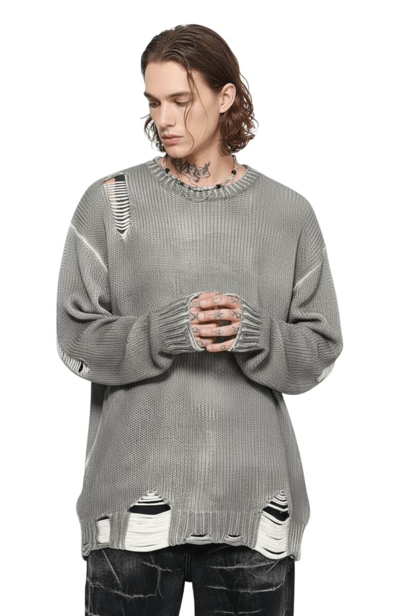 Grunge Damage Crewneck Knit  na2395