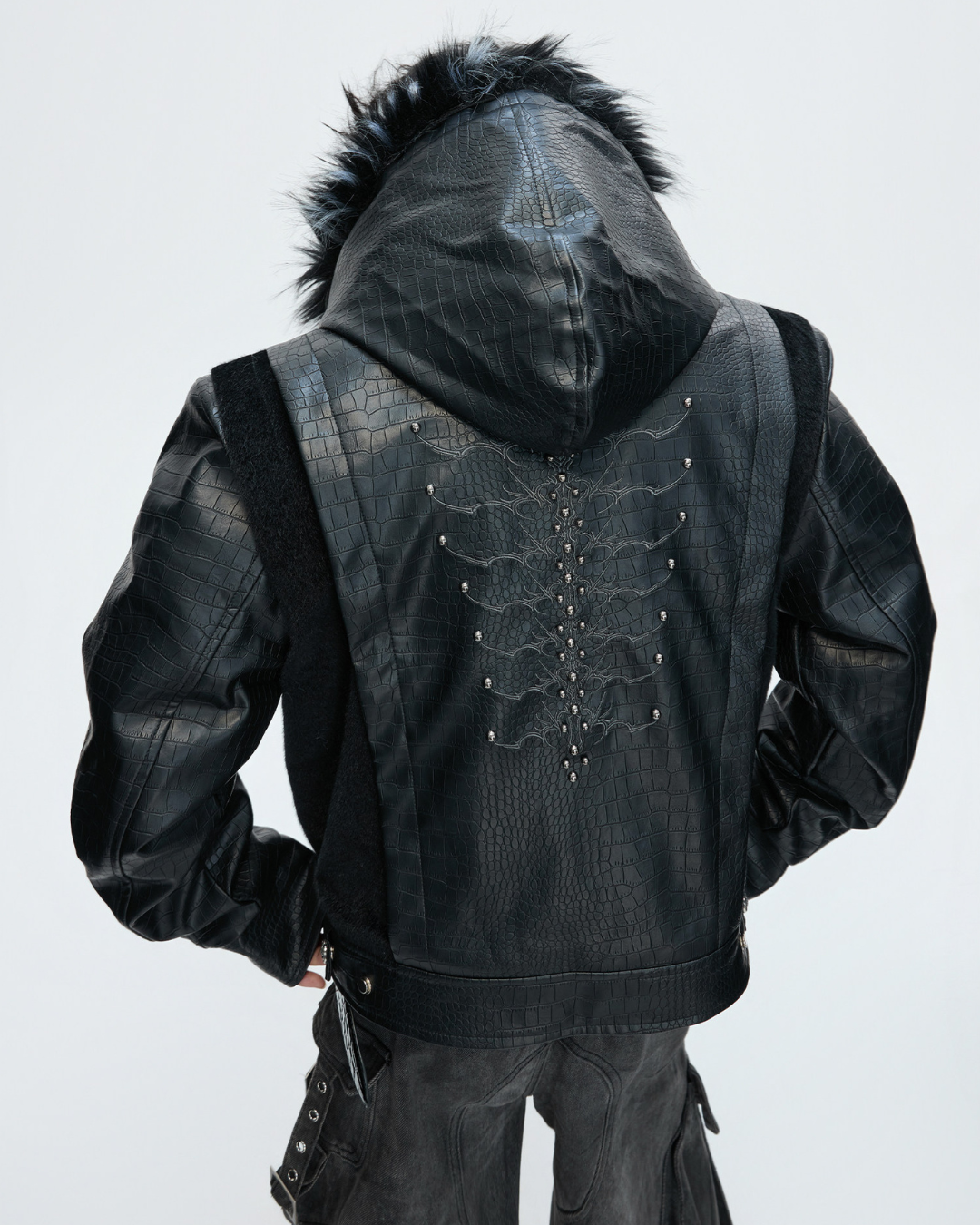 【ArguE CulturE】Back Stud Leather Hood Jacket na2291