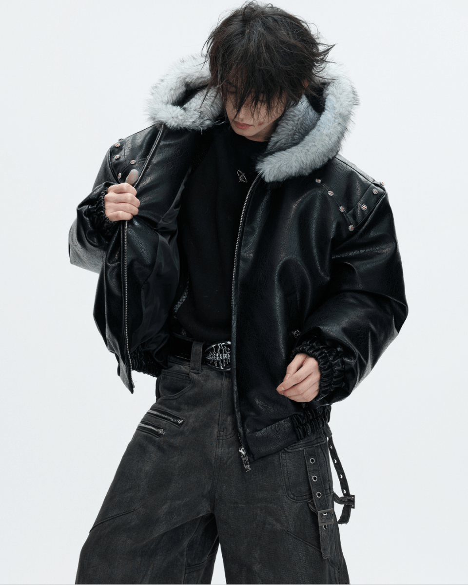 [ArguE CulturE] Noir Glacier Fur Jacket na2256
