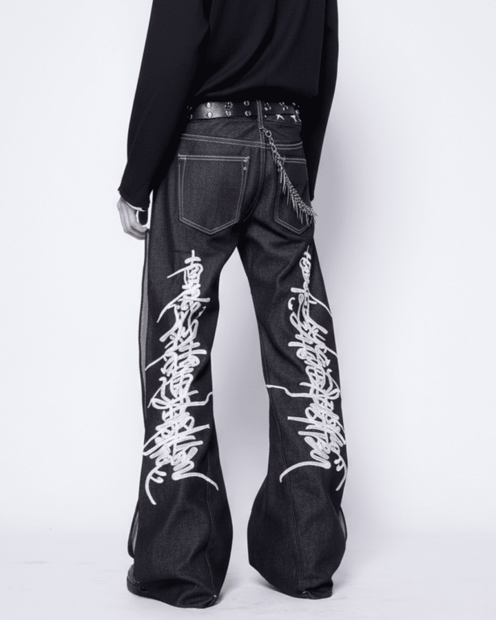Embroidered Flare Denim Pants na2331