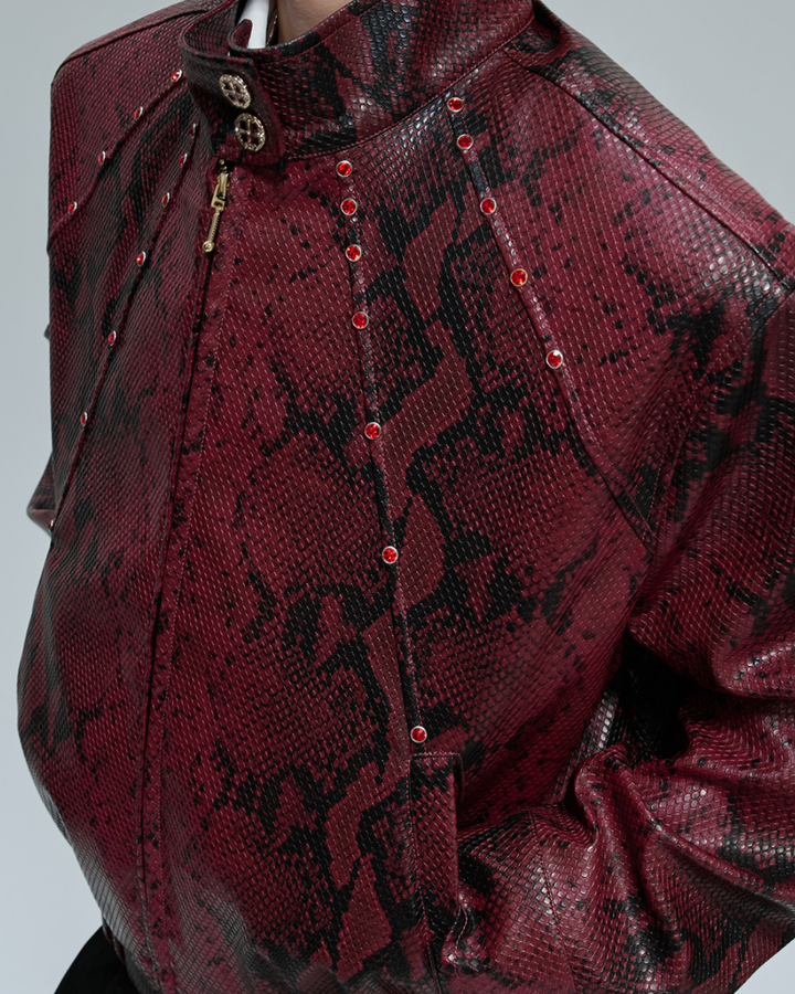 [ArguE CulturE] CRIMSON PYTHON LEATHER JACKET na2293