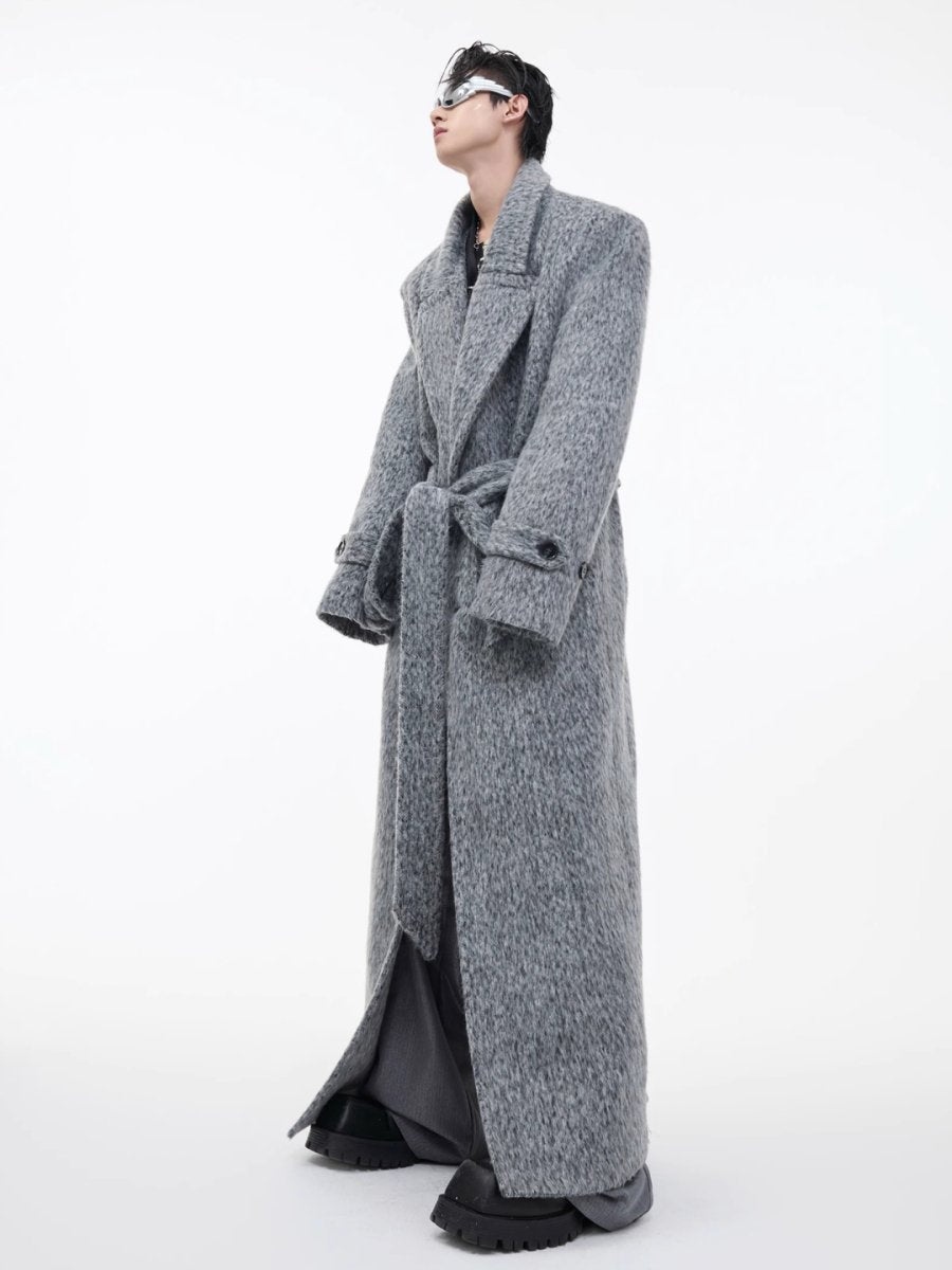 [CultureE] tweed loose long trench coat na1578