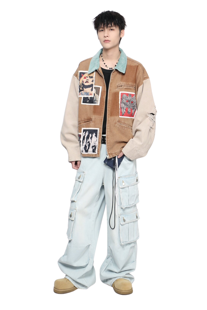 Distressed Patchwork Jacket na2444