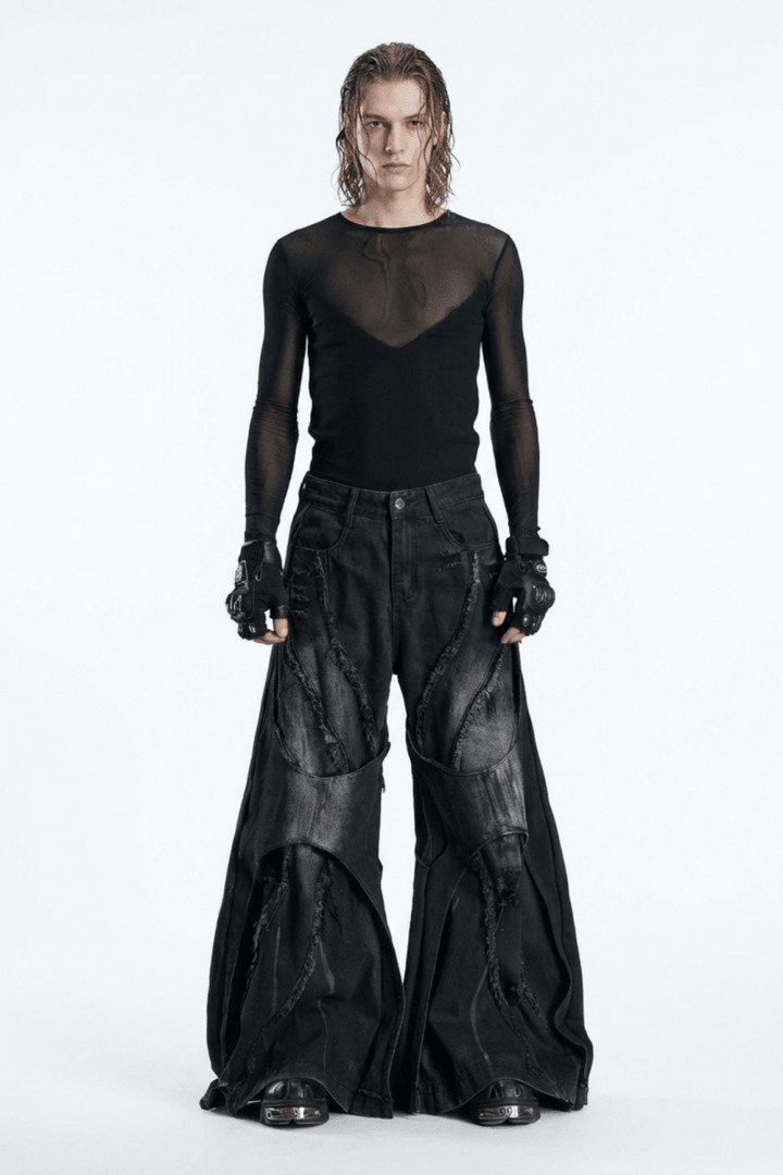 NOMANIAI Layered Flare Wide Pants na2370