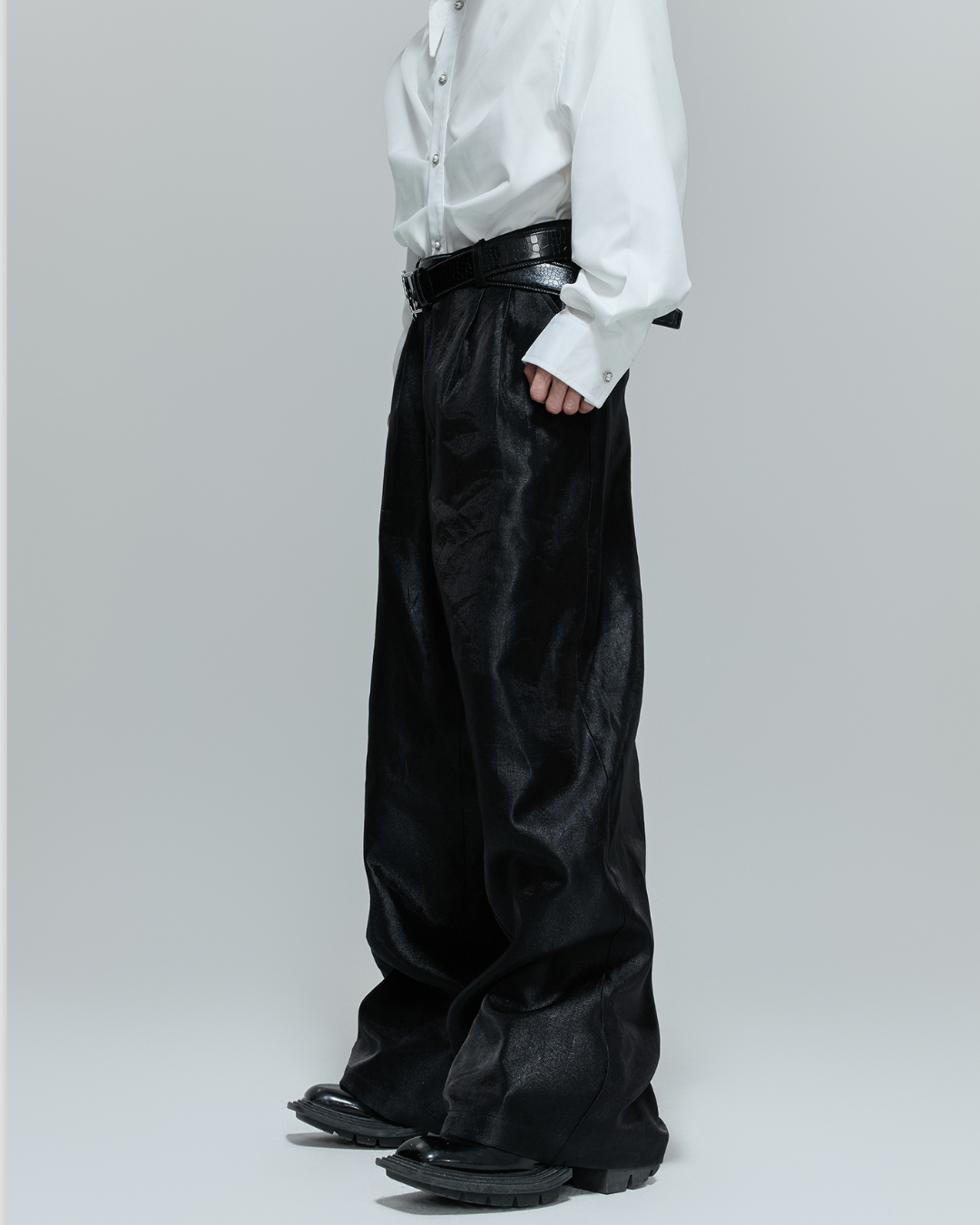 [ArguE CulturE]Luxe Sheen Wide Trousers na2268