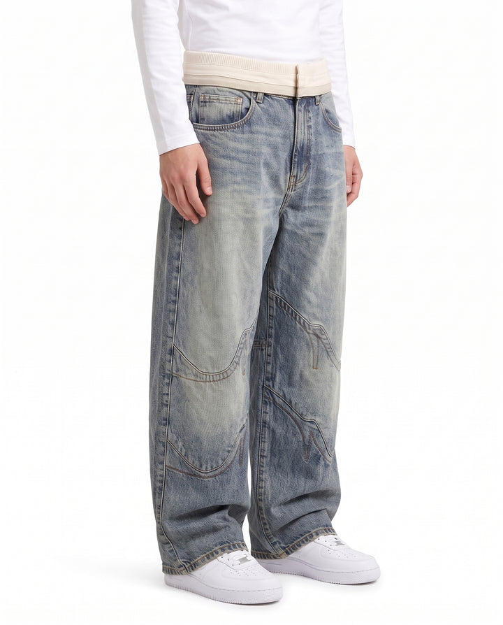 Foldover Wide Jeans na2991