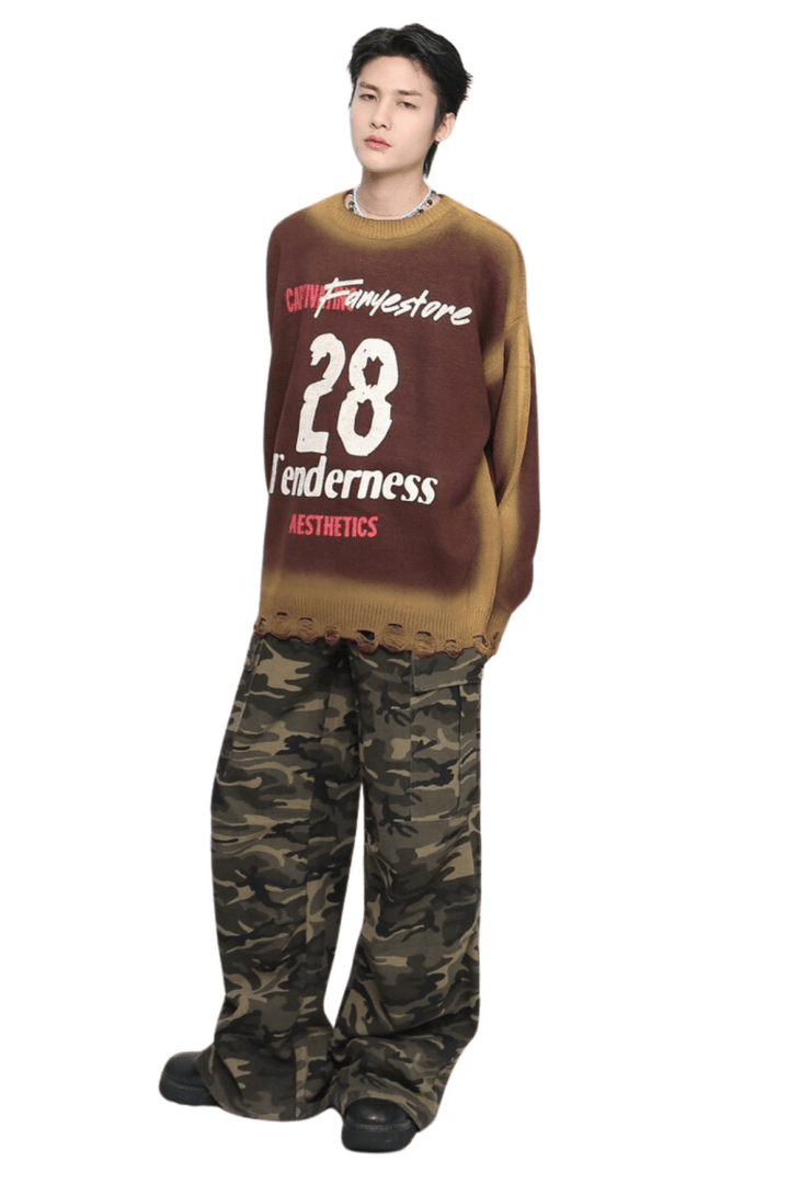 Oversized Number Graphic Knit na2459