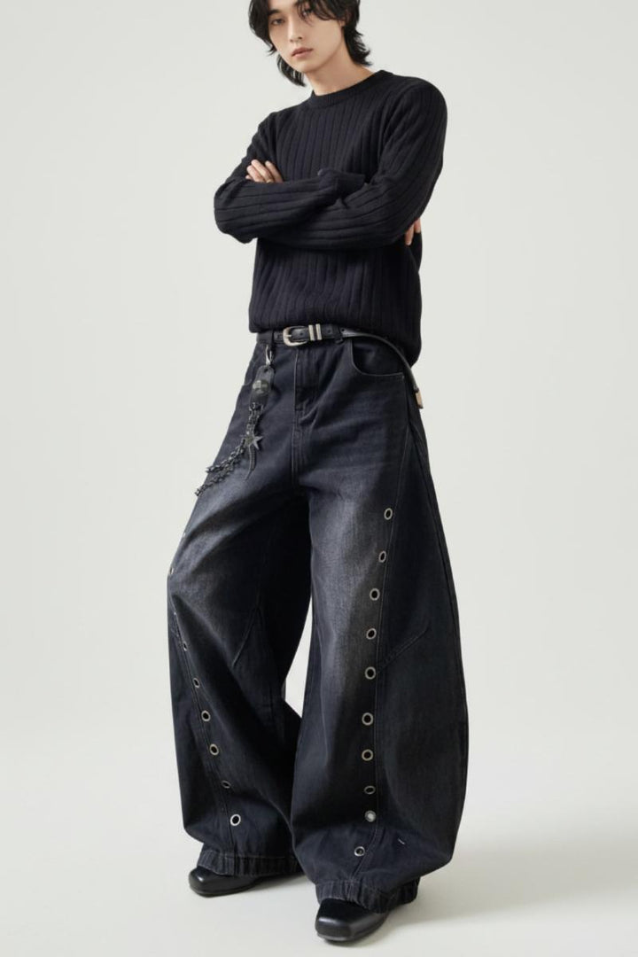 Grommet Wide Jeans  na2509