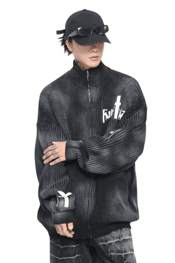 Gothic Cross Zip Knit na2447