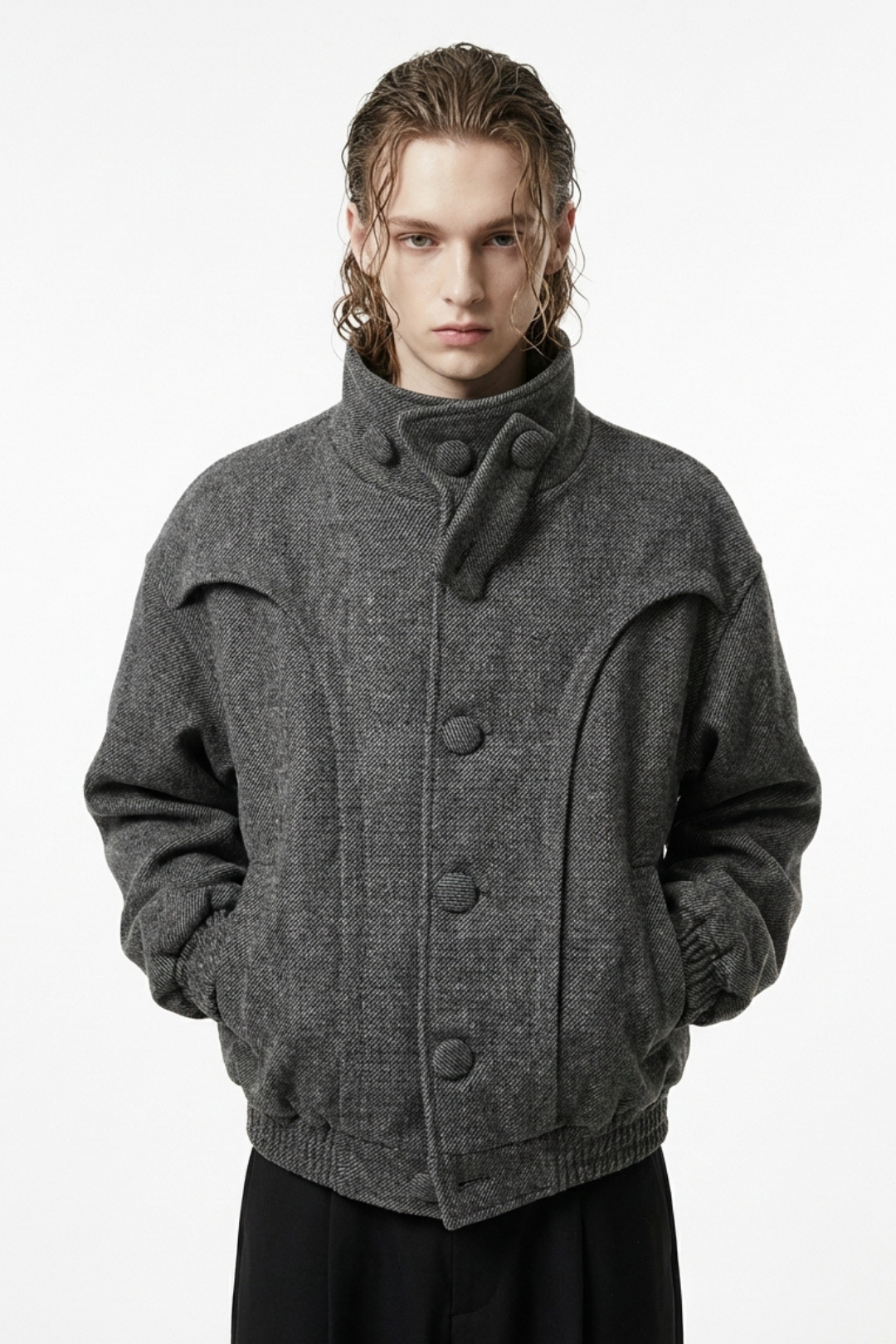 Tailored Stand Collar Short Jacket na2360 