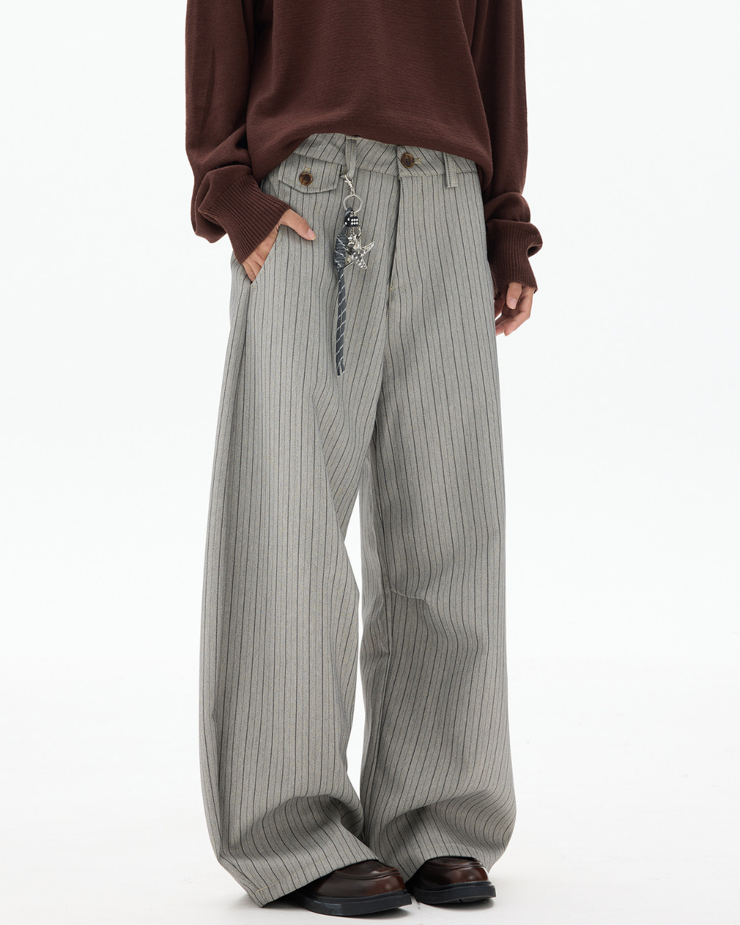 STRIPE DRAPE WIDE SLACKS na2319 