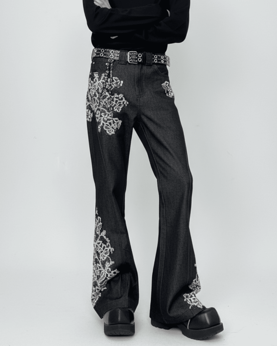 NOIR EMBROIDERY FLARE DENIM na2329