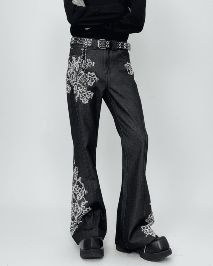 NOIR EMBROIDERY FLARE DENIM na2329