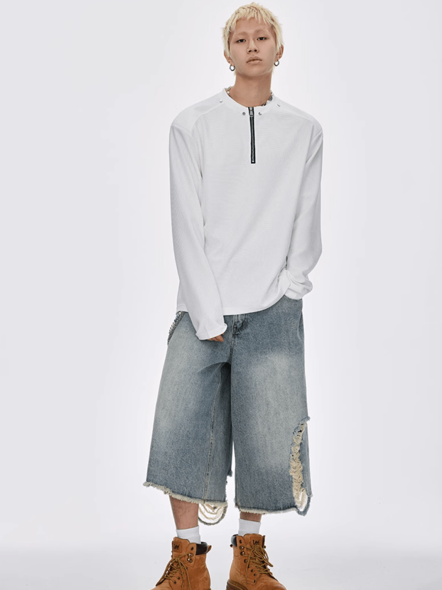 long-sleeved half-zip T-shirt na1947