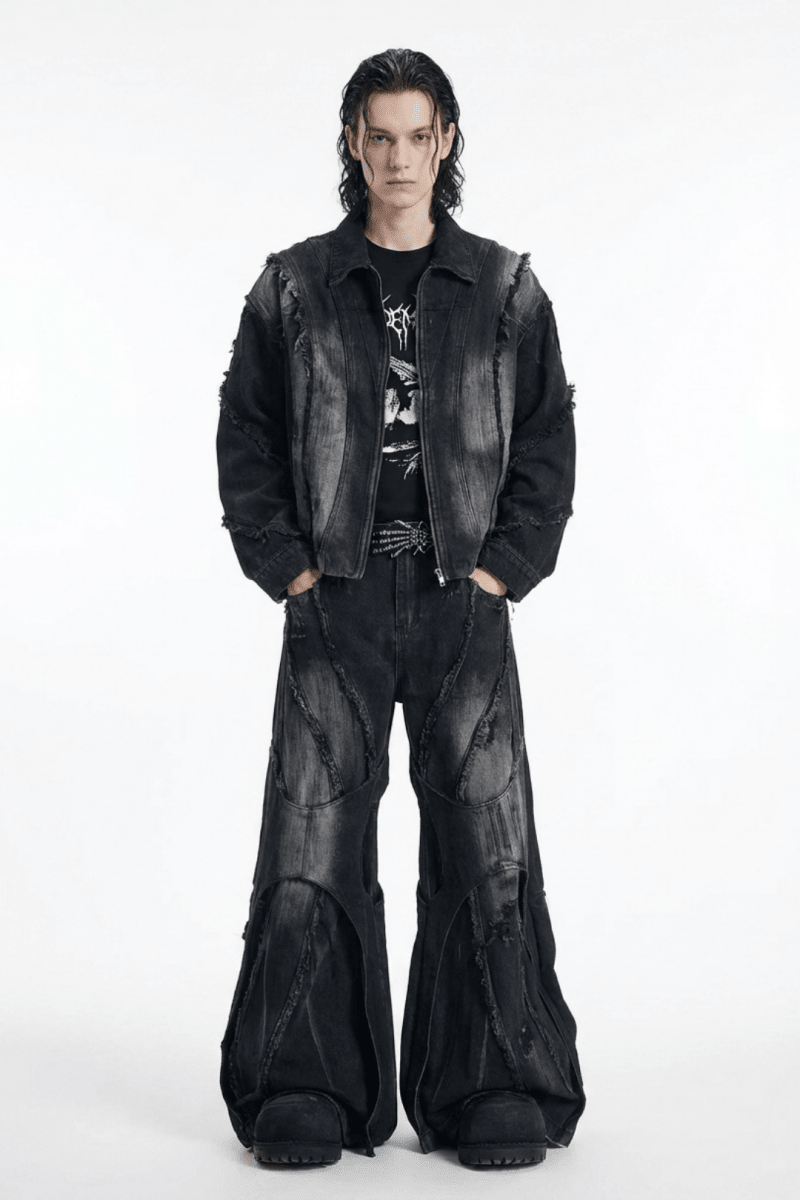 NOMANIAI Layered Flare Wide Pants na2370