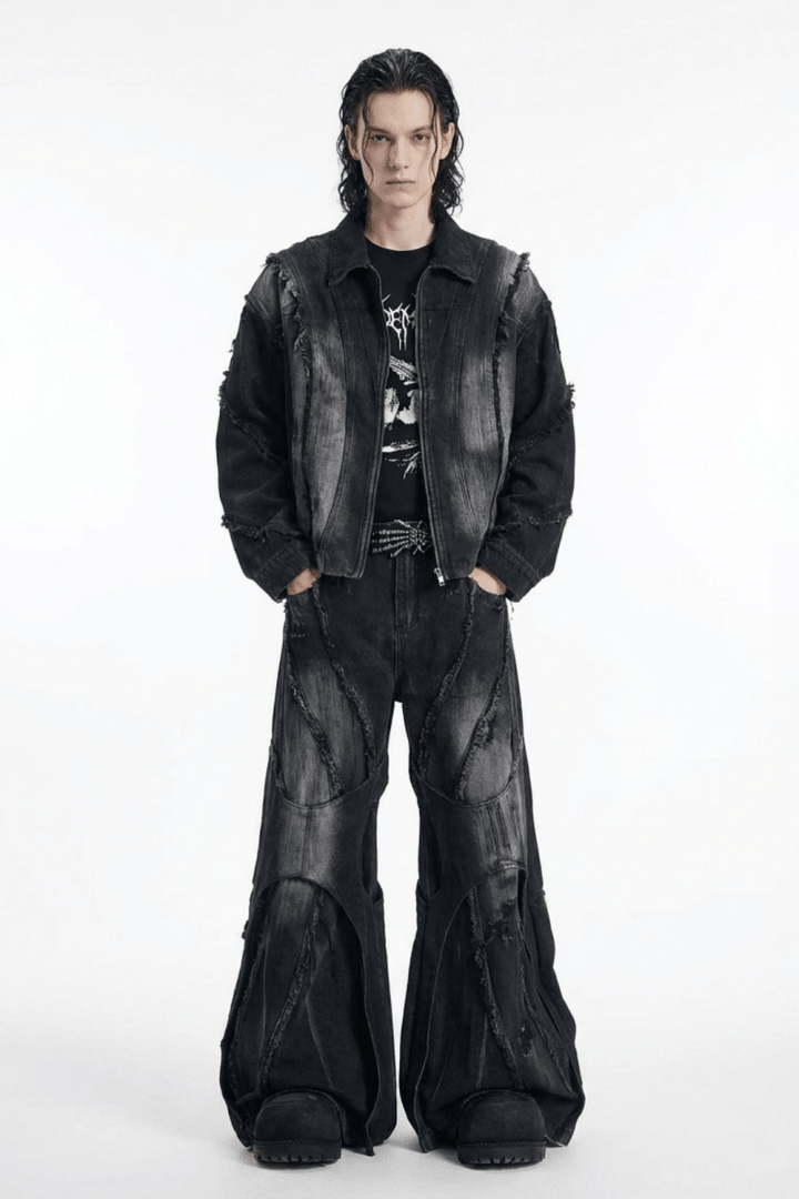 NOMANIAI Layered Flare Wide Pants na2370