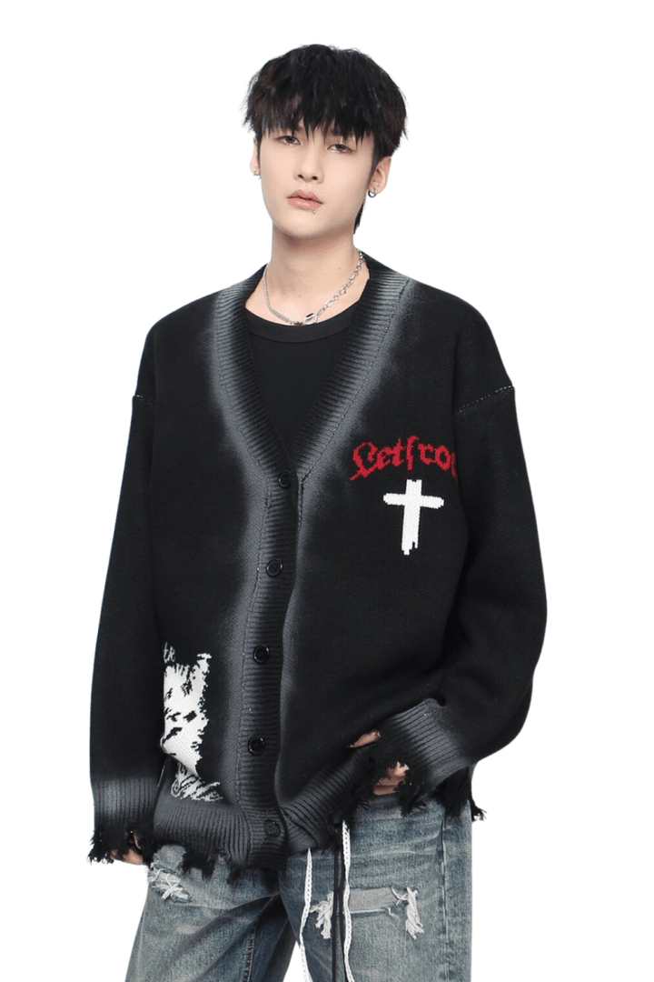 Retro Grunge Button Cardigan na2453