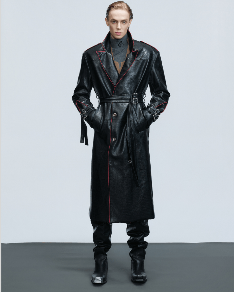 [ArguE CulturE] Noir Blade Leather Trench na2258