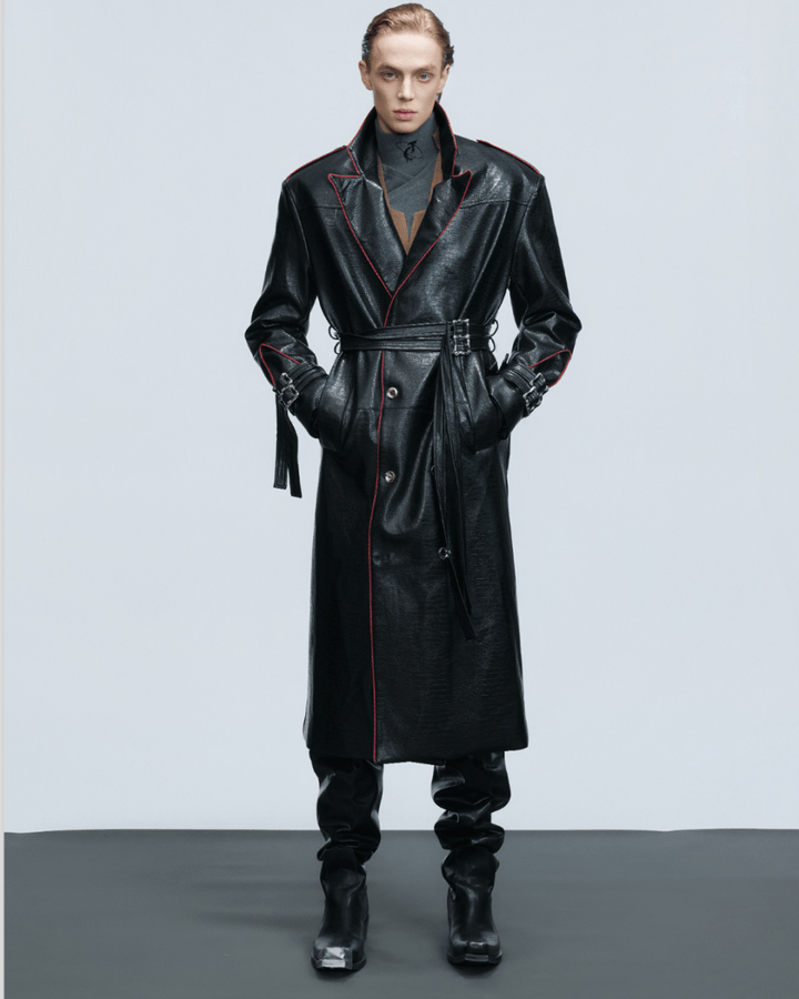[ArguE CulturE] Noir Blade Leather Trench na2258