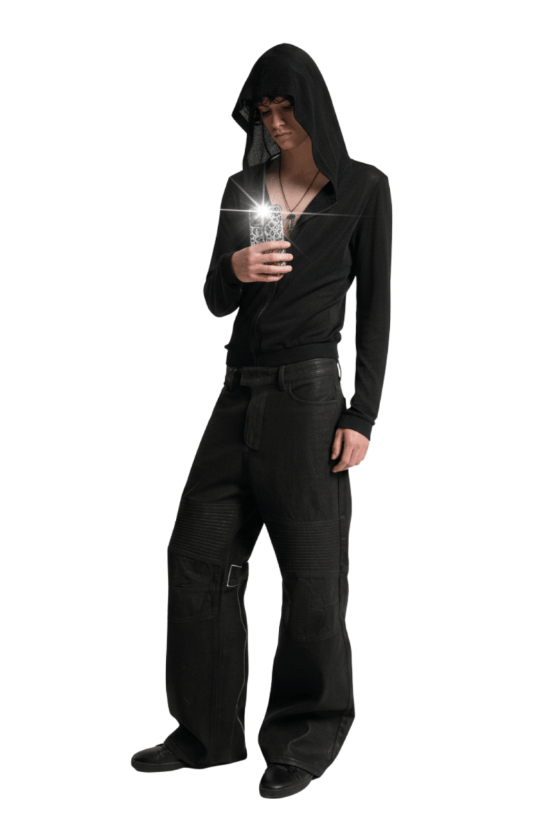 Abstract Line Wide-Leg Denim na2392